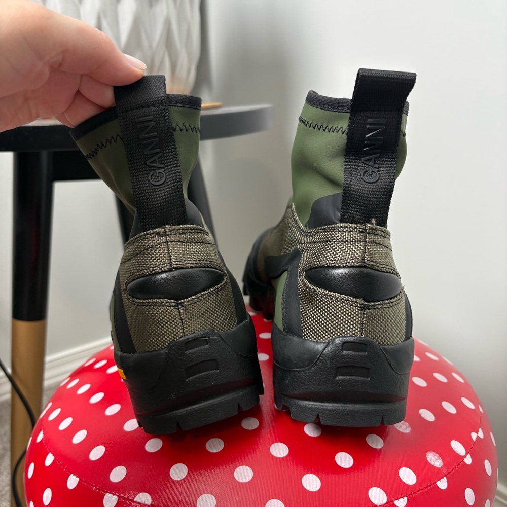 Ganni Green Colorblock Performance Vibram High Top Sneakers in Kalamata - Picture 4 of 11